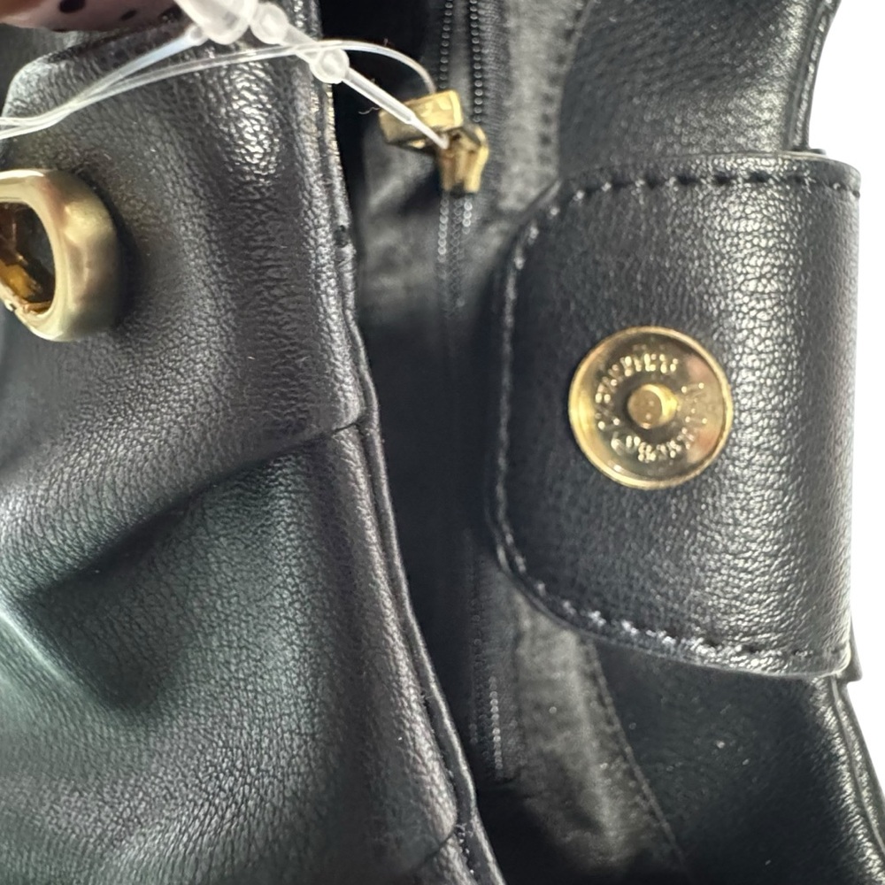 Scoop NWT Black Faux Leather Crescent Crossbody Bag Ruched Shoulder‎ Purse Moon - Picture 16 of 16